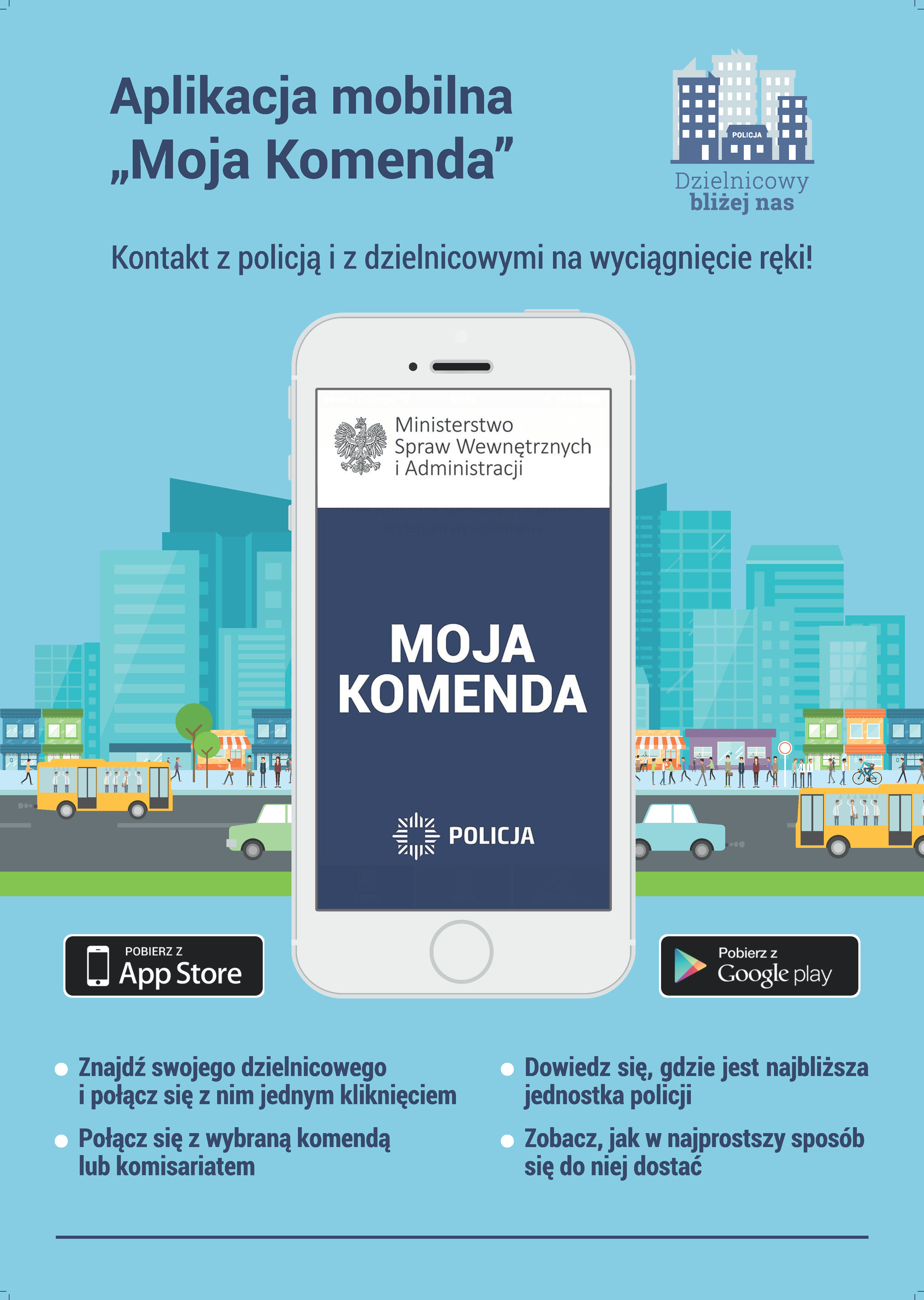 Plakat aplikacji Moja Komenda