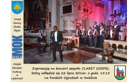 Zaproszenie na koncert zespołu Claret Gospel