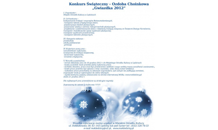 Konkurs świąteczny  Ozdoba choinkowa Gwiazdka 2012