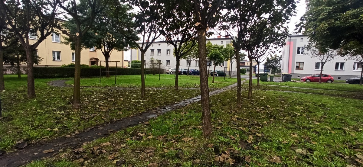 Teren przy ul. Gwarków - tereny zielone i miejsca parkingowe