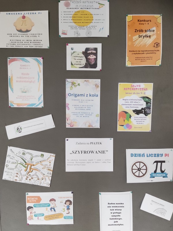 Szkolny Tydzień Matematyki i dzień liczy Pi w Szkole Podstawowej nr 4 w Lędzinach