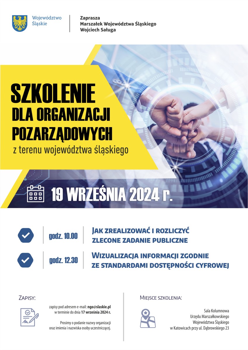 Szkolenie dla organizacji pozarządowych z terenu województwa śląskiego - Plakat