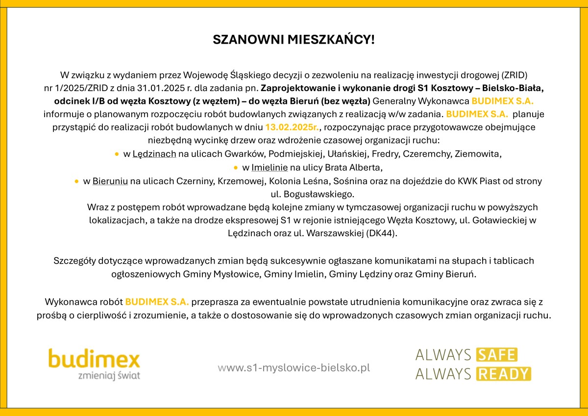 Obwieszczenie dostepne jest w załączniku PDF
