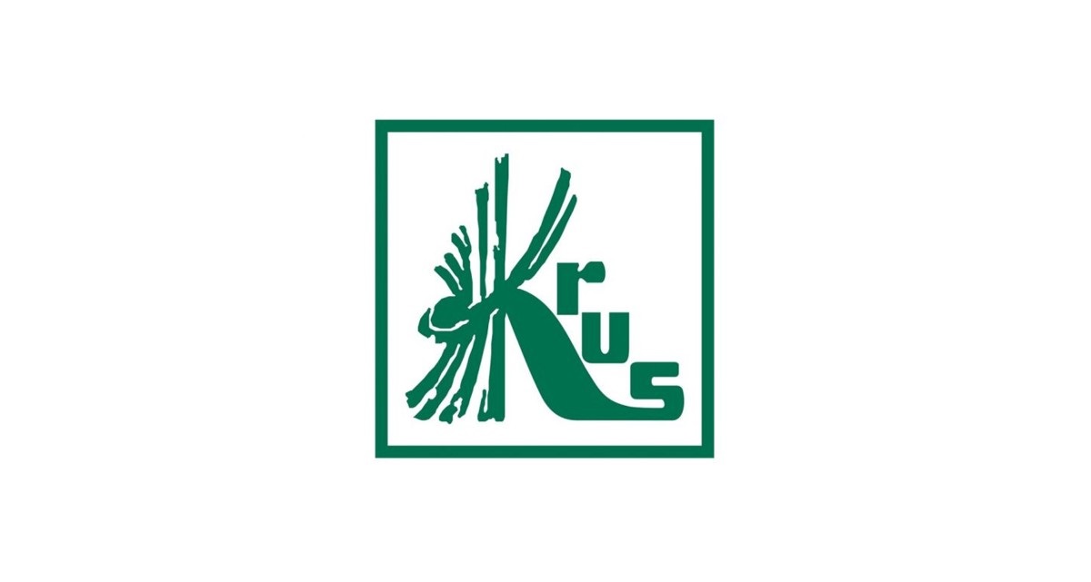 Logo Krus. Białe litery na zielonym kwadracie.