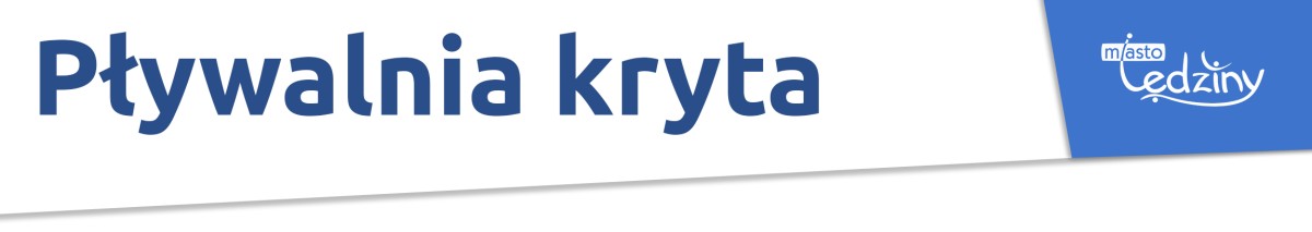 Napis na belce - Pływalnia Kryta. Po prawej stronie logo miasta lędziny na niebieskim tle