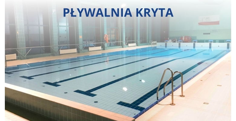 Basen w Lędzinach. Na nim napis Pływalnia kryta